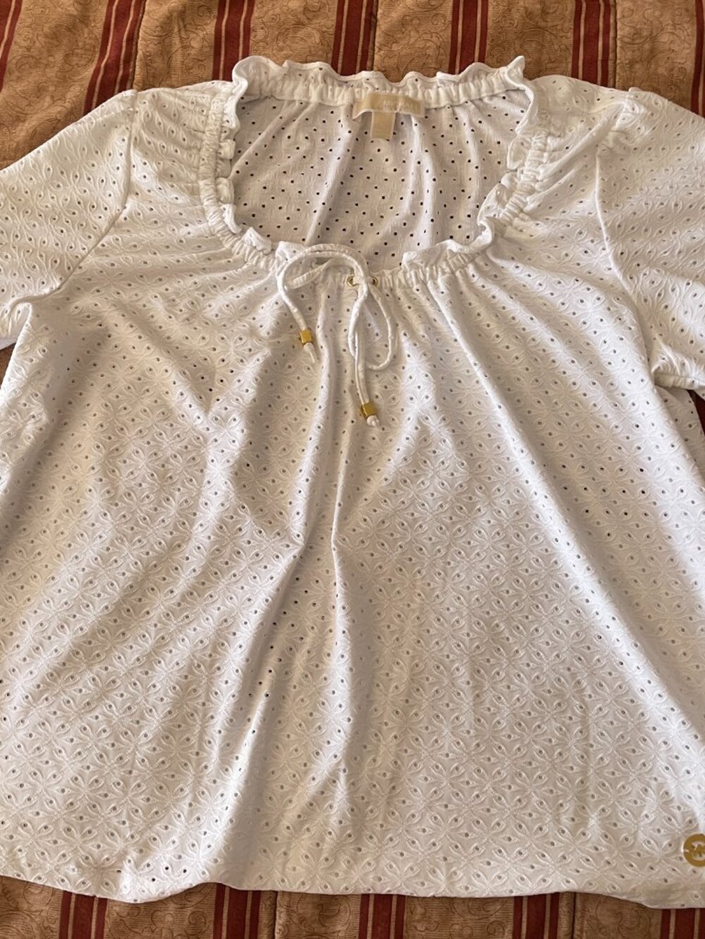 Michael Kors White Eyelet Blouse Size XL - Picture 2 of 7